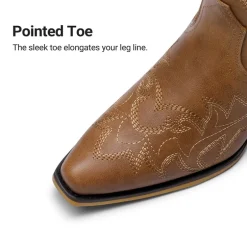 Women's Feather Embroidered Cowboy Boots