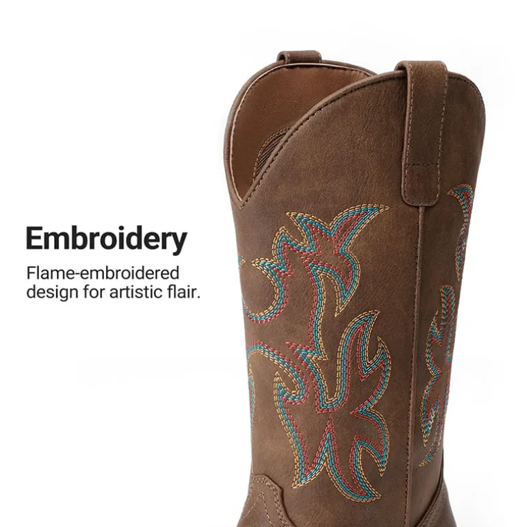 Women’s Flame Embroidered Cowboy Boots