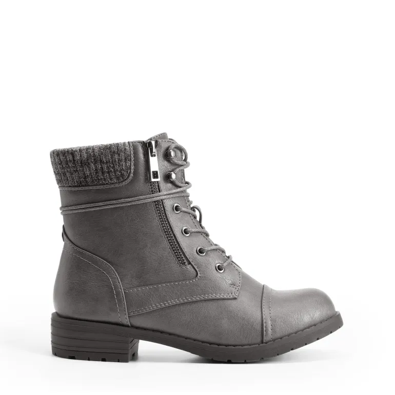 Women’s Knit-Cuff Moto Ankle Boots