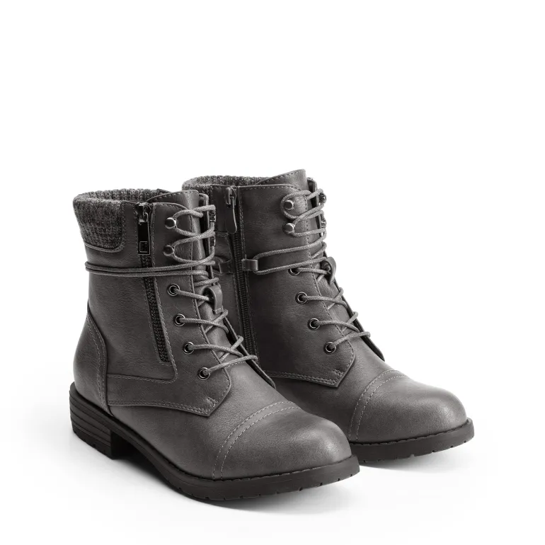 Women’s Knit-Cuff Moto Ankle Boots