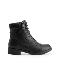 Women’s Knit-Cuff Moto Ankle Boots
