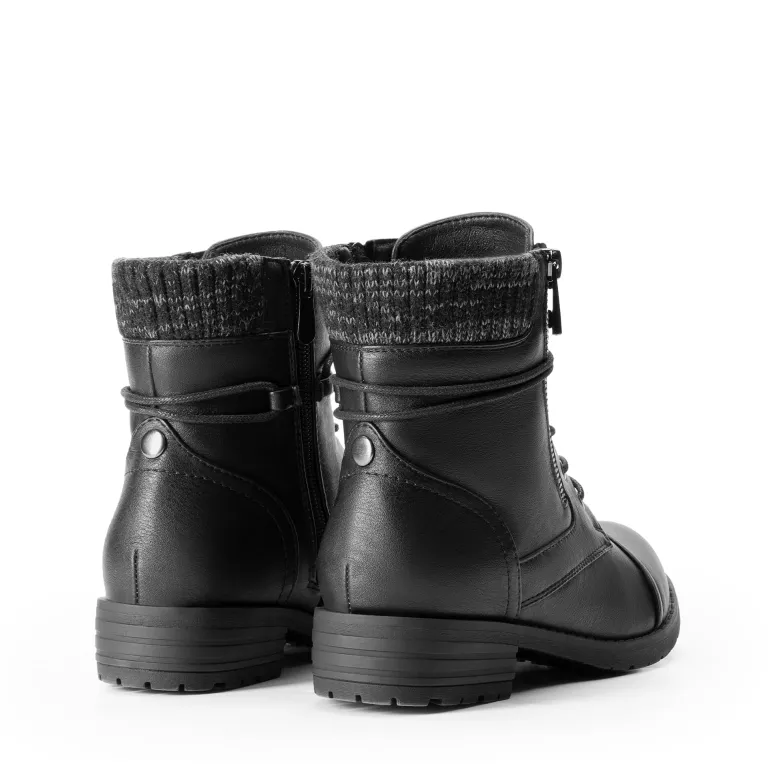 Women’s Knit-Cuff Moto Ankle Boots