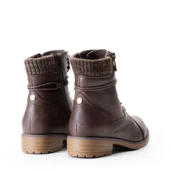 Women’s Knit-Cuff Moto Ankle Boots