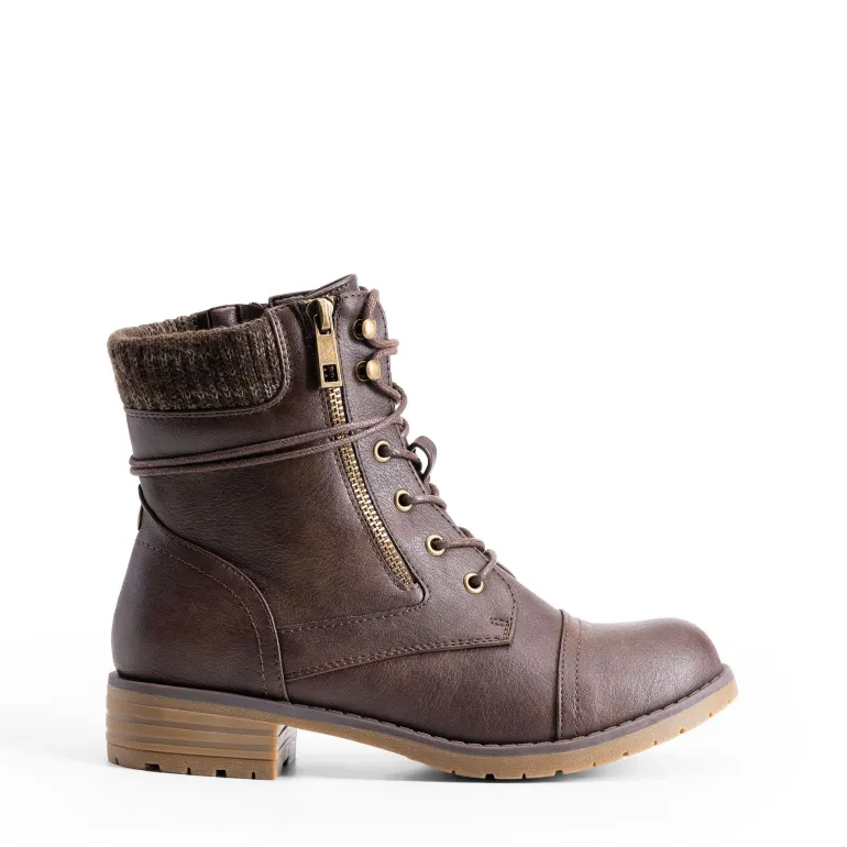 Women’s Knit-Cuff Moto Ankle Boots