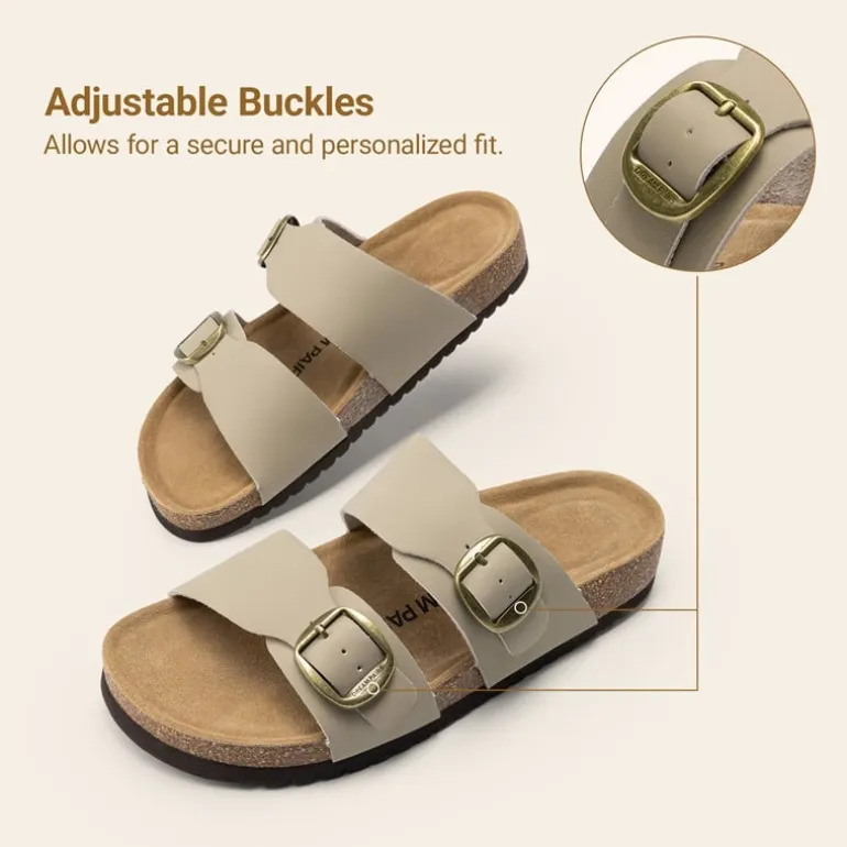 Women’s Leather Slip-On Sandals with Arch Support