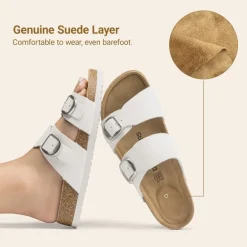 Women’s Leather Slip-On Sandals with Arch Support