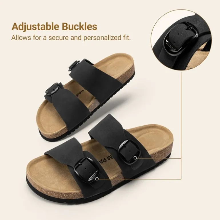 Women’s Leather Slip-On Sandals with Arch Support