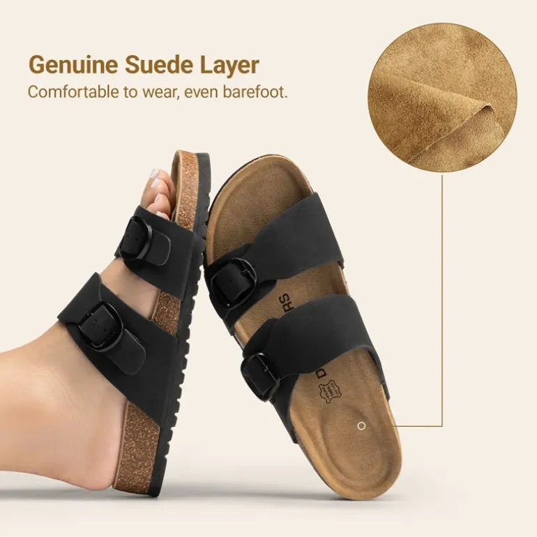 Women’s Leather Slip-On Sandals with Arch Support