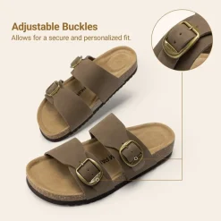 Women’s Leather Slip-On Sandals with Arch Support