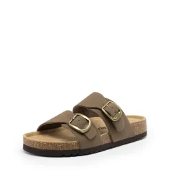 Women’s Leather Slip-On Sandals with Arch Support
