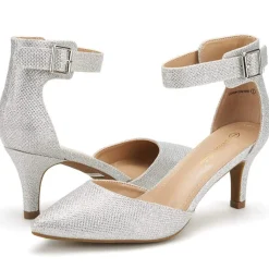 Women's Low Heel Ankle Strap Pumps