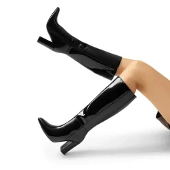 Women’s Pointed-Toe Chunky Heel Knee-high Boots