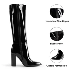 Women’s Pointed-Toe Chunky Heel Knee-high Boots