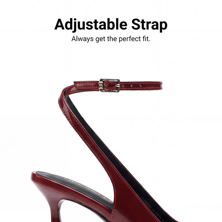 Women’s Pointed Toe Slingback Pumps with Buckle Strap