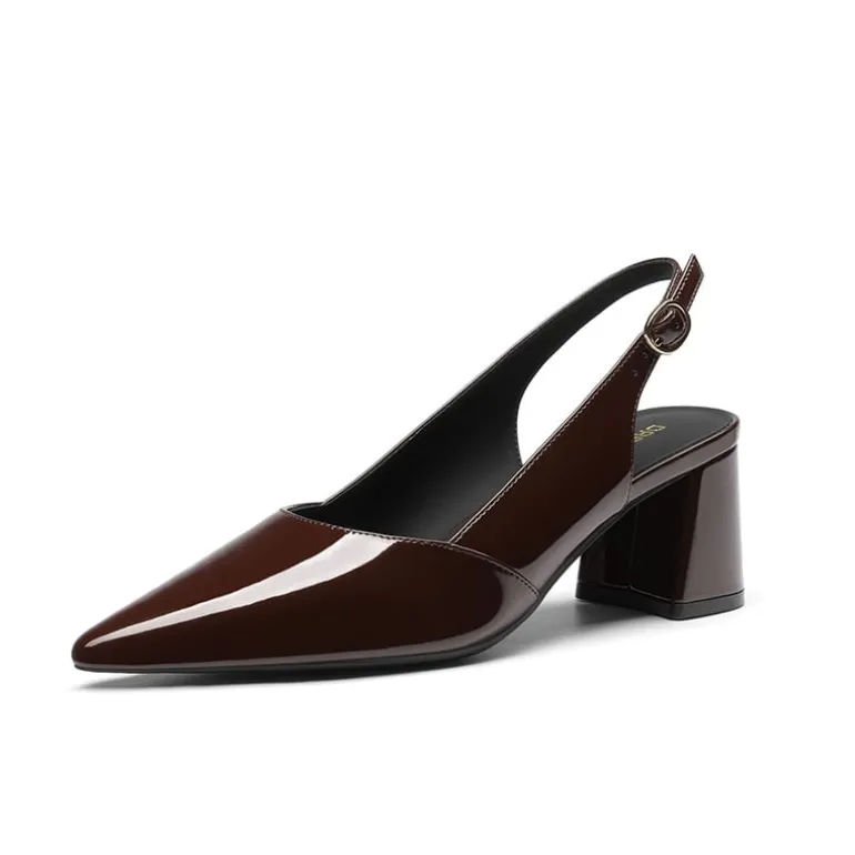 Women's Pointed Toe Slingback Block Heel Pumps
