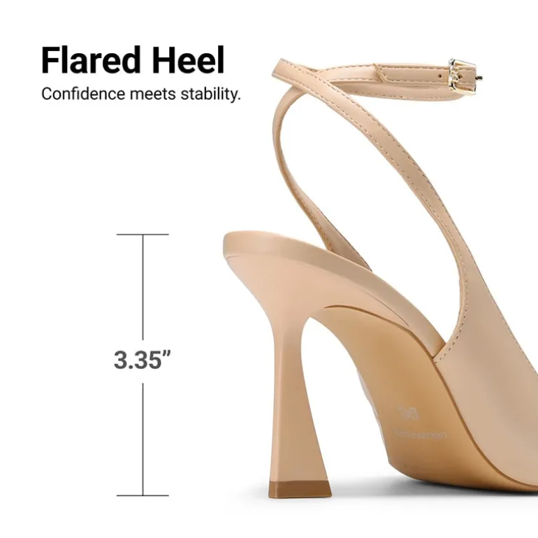 Women’s Pointed Toe Slingback Pumps with Buckle Strap