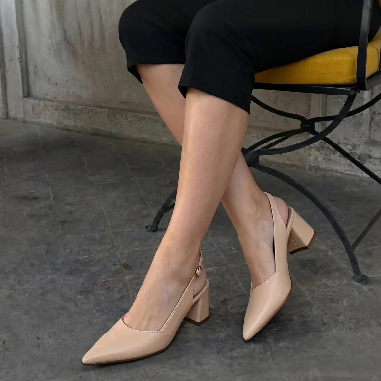 Women's Pointed Toe Slingback Block Heel Pumps