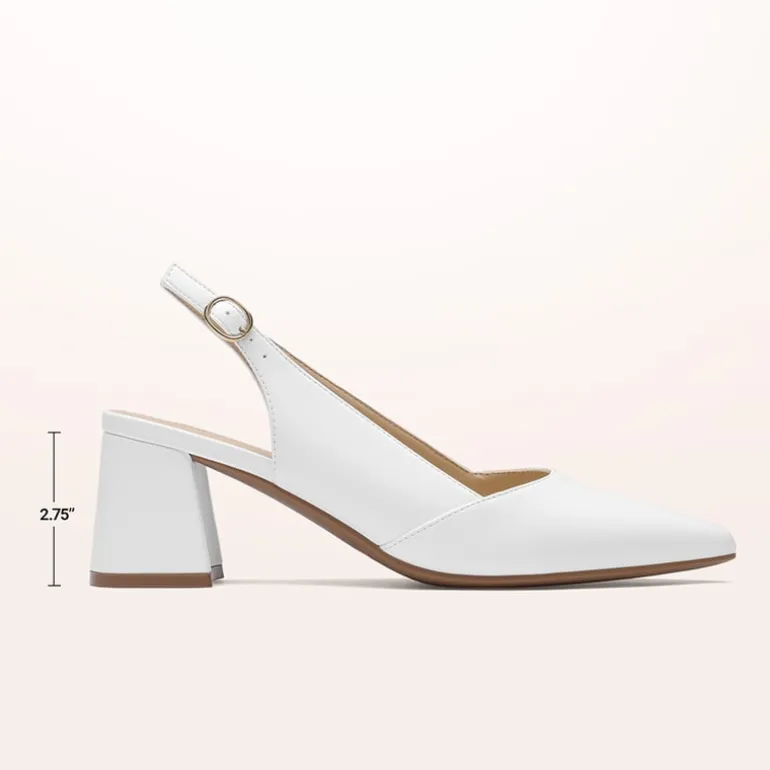 Women's Pointed Toe Slingback Block Heel Pumps