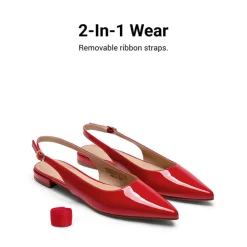 Women's Pointed-Toe Slingback Flats with DIY Ribbon