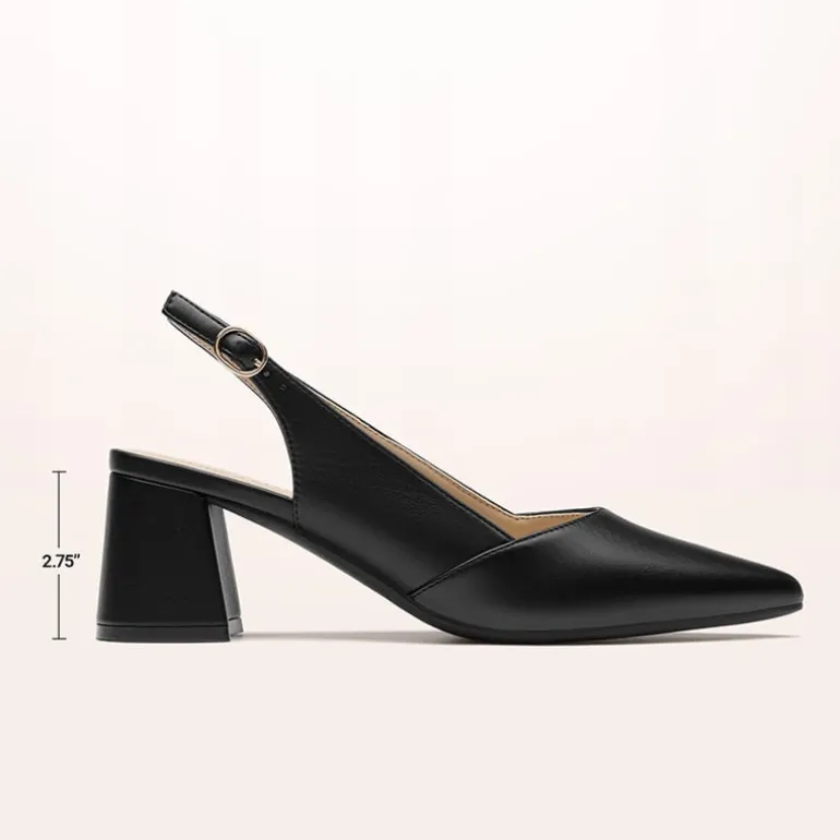 Women's Pointed Toe Slingback Block Heel Pumps