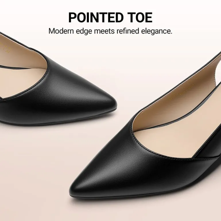 Women's Pointed Toe Slingback Block Heel Pumps