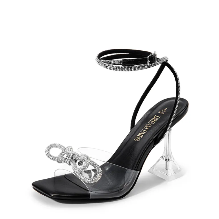 Women’s Rhinestone Bowknot High-Heeled Sandals