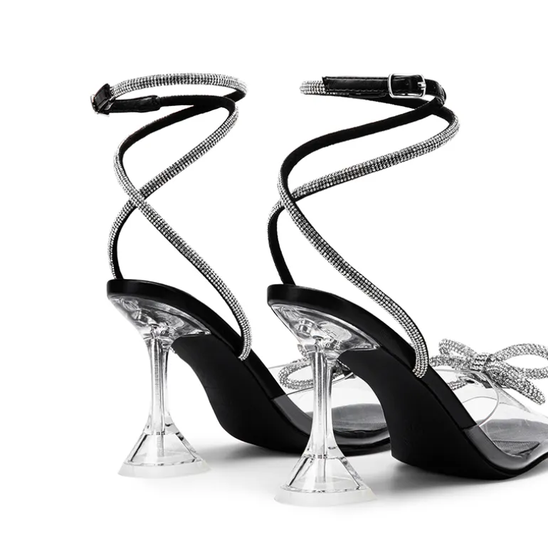 Women’s Rhinestone Bowknot High-Heeled Sandals