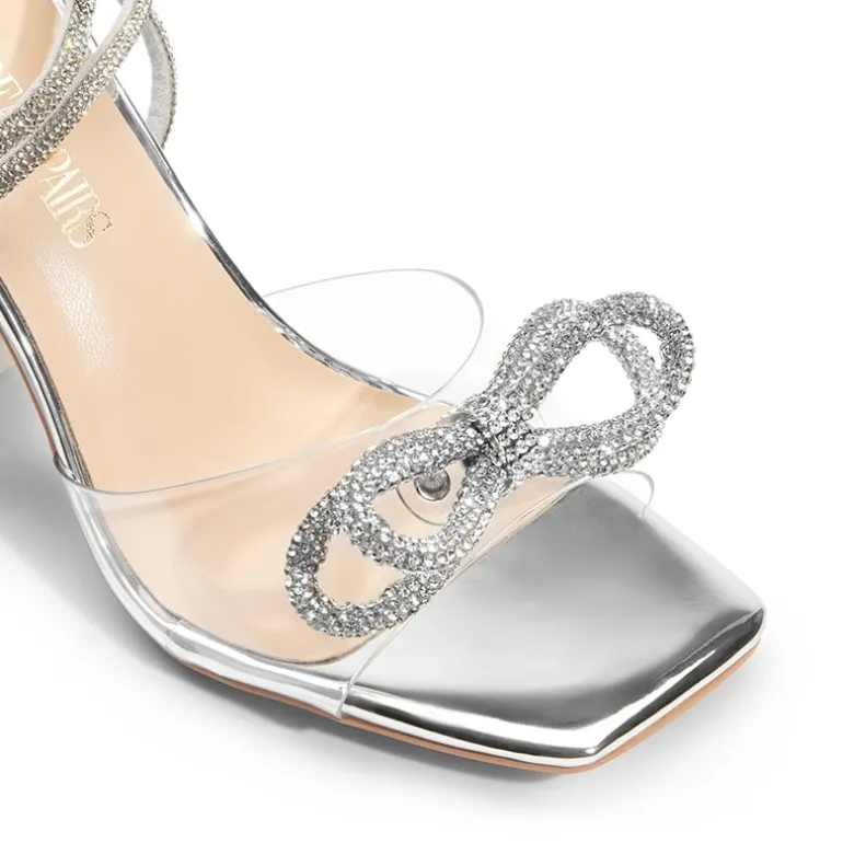Women’s Rhinestone Bowknot High-Heeled Sandals