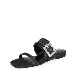 Women's Rhinestone Buckle Denim Sandals