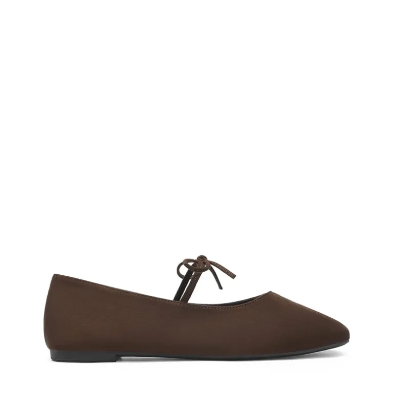 Women's Square Toe Ballet Flats with Elastic Strap & Bow