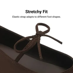 Women's Square Toe Ballet Flats with Elastic Strap & Bow