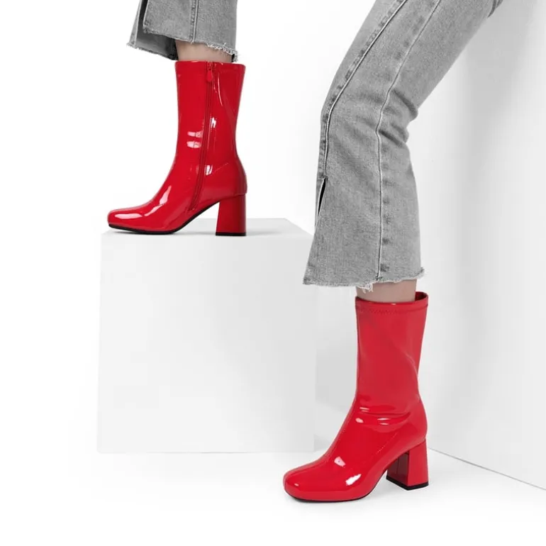 Women’s Square-Toe Block Heel Go-Go Boots