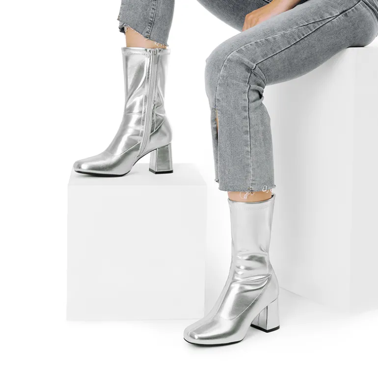 Women’s Square-Toe Block Heel Go-Go Boots