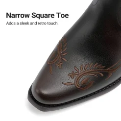 Women’s Square Toe Block Heel Western Boots with Embroidery