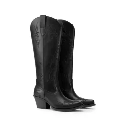 Women’s Square Toe Block Heel Western Boots with Embroidery