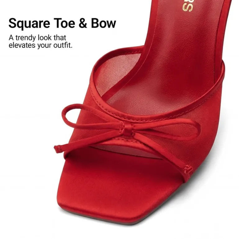 Women’s Square Toe Bow Mules with Cushioned Insole