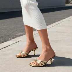 Women’s Square Toe Heels with Crossover Straps