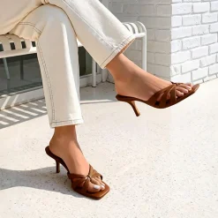 Women’s Square Toe Heels with Crossover Straps
