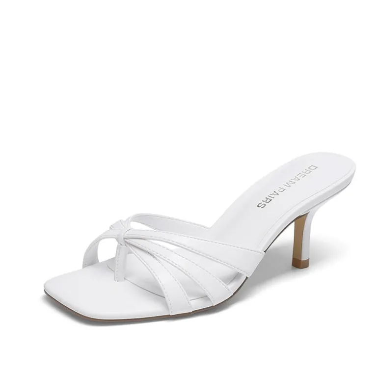 Women’s Square Toe Heels with Crossover Straps