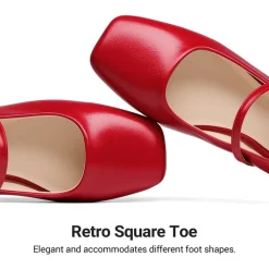 Women's Square-Toe Mary Jane Flats