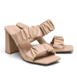 Women's Square Toe Strap Chunky Heel Mules