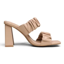 Women's Square Toe Strap Chunky Heel Mules