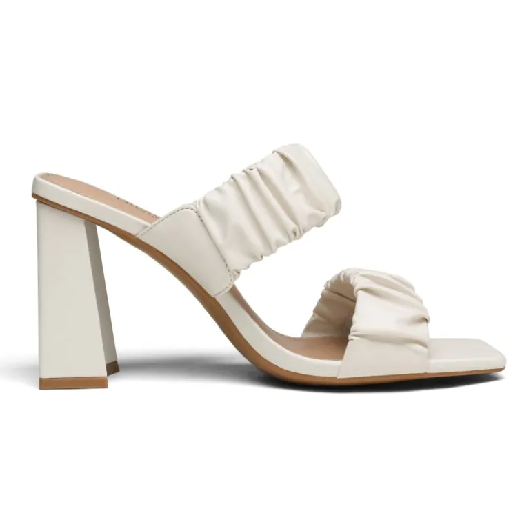Women's Square Toe Strap Chunky Heel Mules