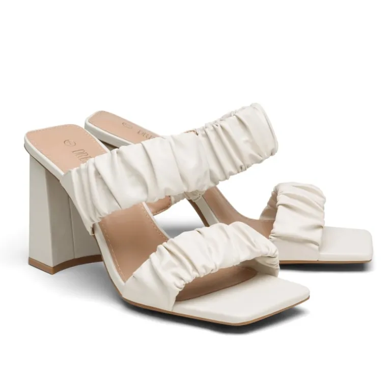Women's Square Toe Strap Chunky Heel Mules