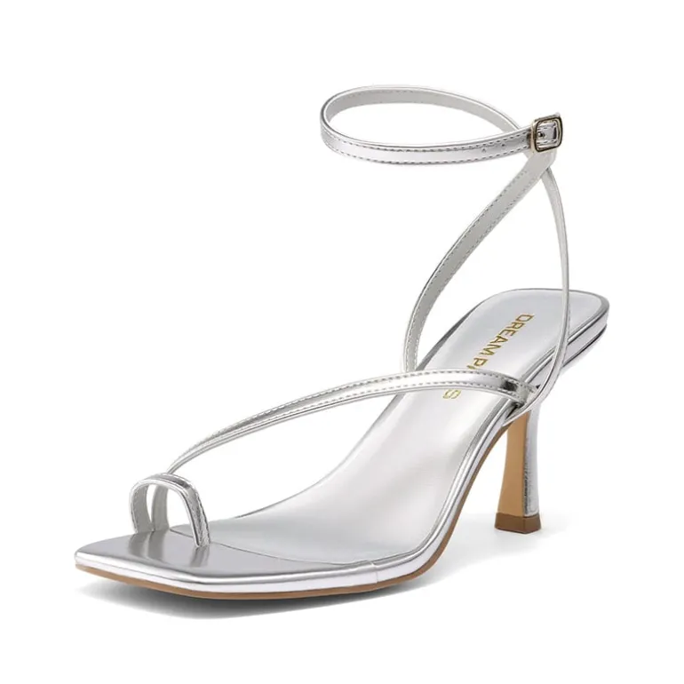 Women's Square-Toe Thong Kitten Heel Sandals