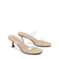Women’s Strappy Square Toe Kitten Heel Mules