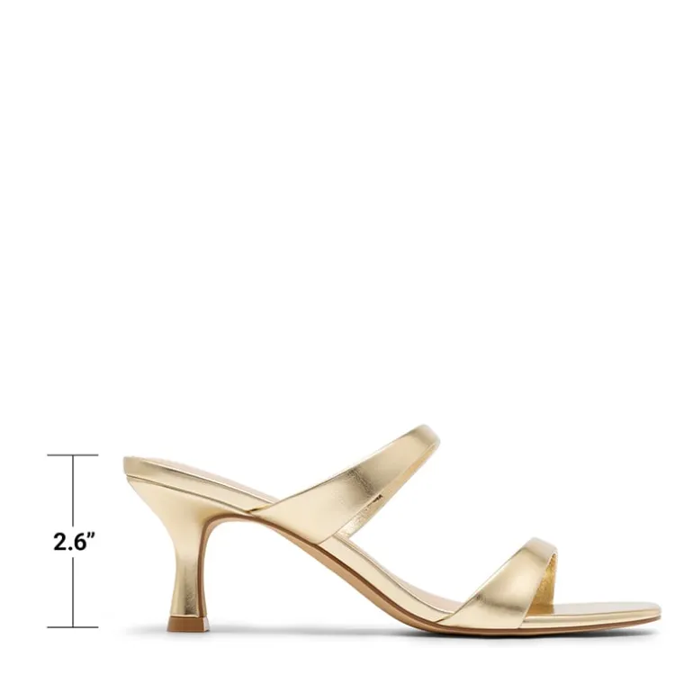 Women’s Strappy Square Toe Kitten Heel Mules