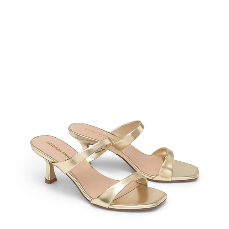 Women’s Strappy Square Toe Kitten Heel Mules