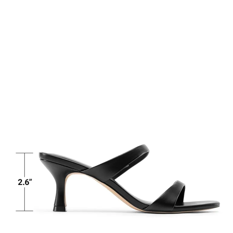 Women’s Strappy Square Toe Kitten Heel Mules
