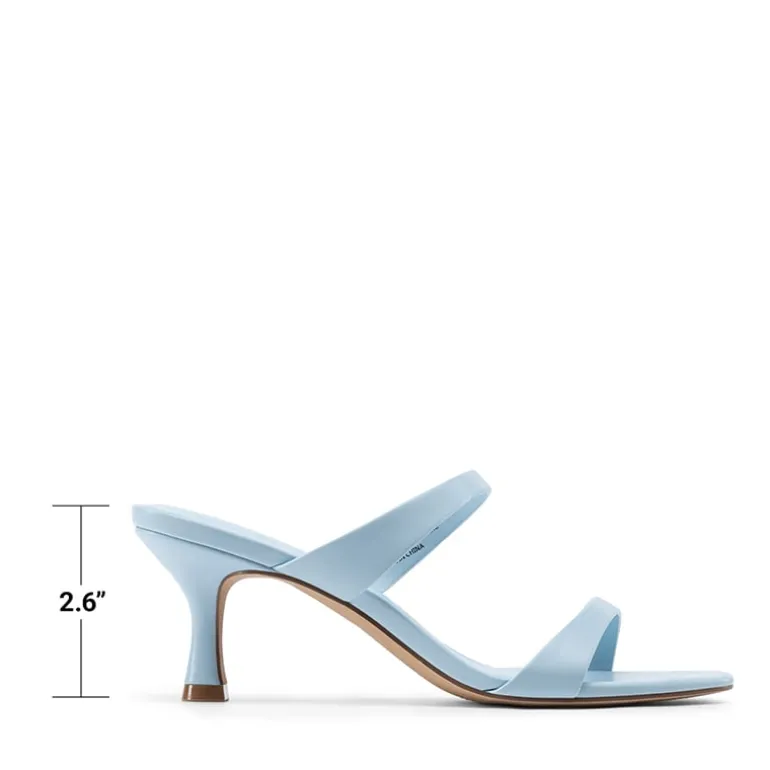 Women’s Strappy Square Toe Kitten Heel Mules
